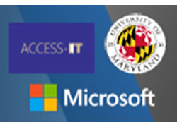 Microsoft logo, Access-IT logo, and University of Maryland logo