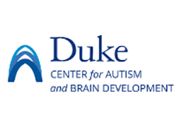 The words Duke center for autism and brain development with overlapping semicircles