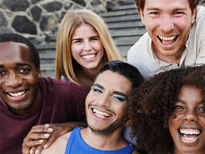 A group of young adults laughing